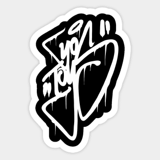 "YoToys" Design Graffiti Writing Tag No.1 - white Sticker